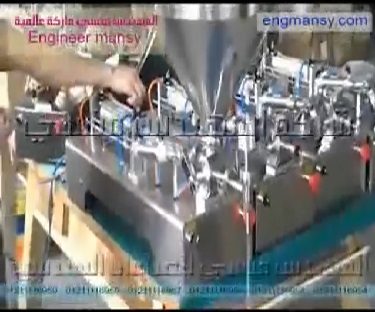 ماكينة حجمية نصف اتوماتيكية 1 هيد لتعبئة السوائل العادية واللزجة في عبوات وأكياس موديل 404 ماركة مهندس منسي